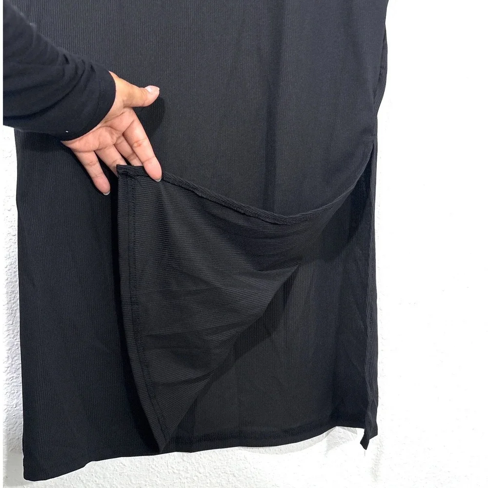 Witchy‎ Whimsygoth Vampy Dark Fairy Black Stretch Side Slit Maxi Long Skirt L
